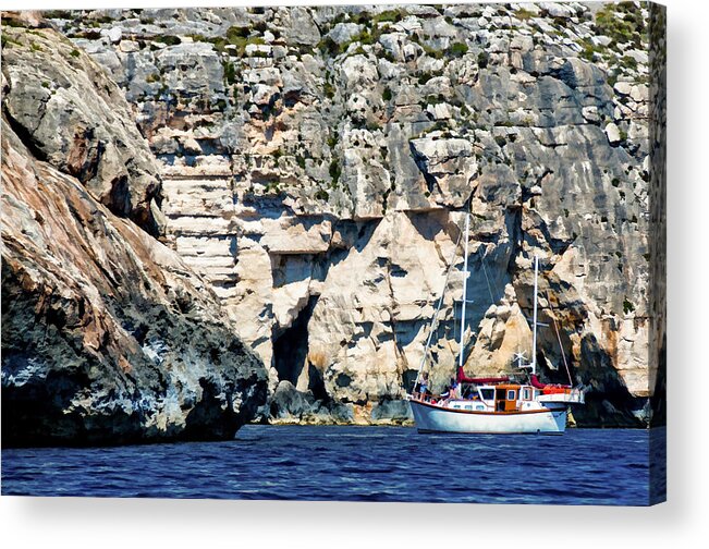 Europe Acrylic Print featuring the photograph Yacht in sea near Popeye village by Neil Alexander Photography