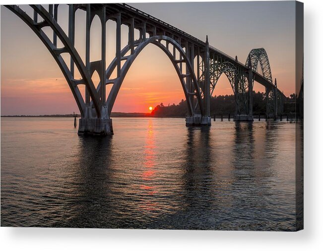Yaquina Bay Acrylic Print featuring the photograph Yaquina Sunset 0037 by Kristina Rinell