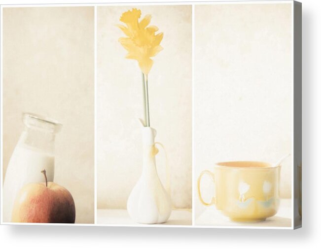Soft Acrylic Print featuring the photograph Yellow (triptych) by Delphine Devos