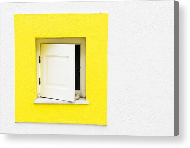 Ajar Acrylic Print featuring the photograph Yellow window by Tom Gowanlock