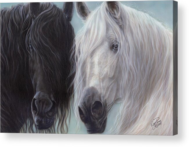 North Dakota Artist Acrylic Print featuring the painting Yin-Yang Horses by Wayne Pruse