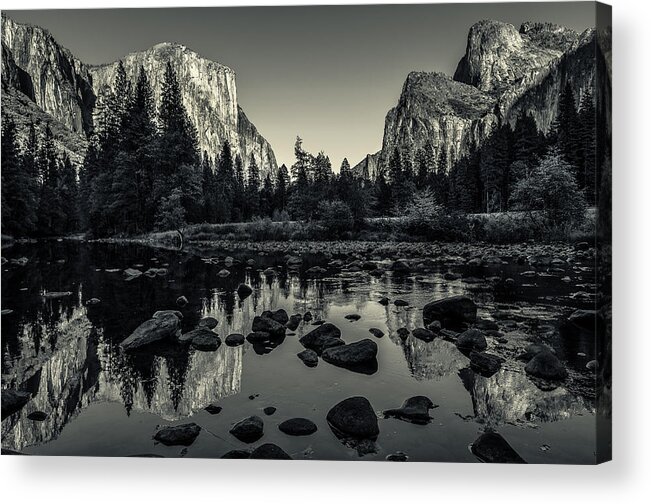 Ansel Adams Acrylic Print featuring the photograph Yosemite National Park Valley View Reflection by Scott McGuire