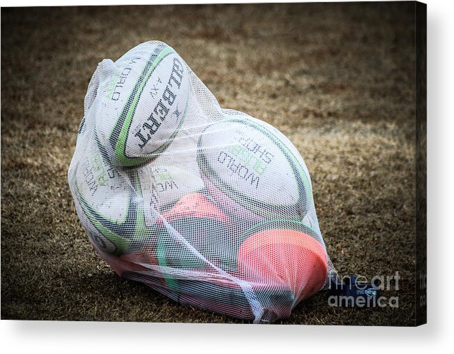 Sports Acrylic Print featuring the photograph You Gotta Have Balls to Play Rugby by George DeLisle