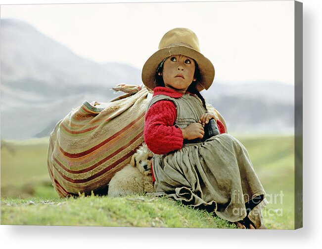 Girl Acrylic Print featuring the photograph Young Girl in Peru by Victor Englebert