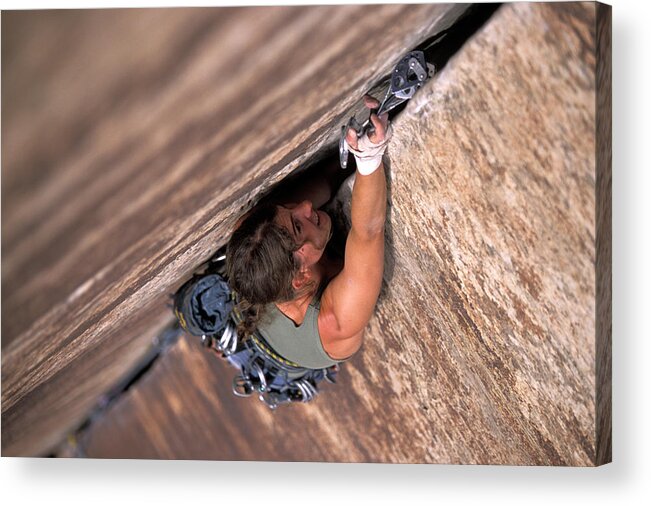 20-30 Years Acrylic Print featuring the photograph Young Woman Climbing Unknown 5.9 by Justin Bailie