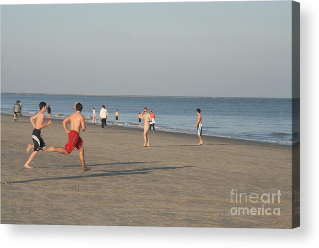 Barony Beach Club Acrylic Print featuring the photograph Youth Playing on the Beach at Hilton Head South Carolina by Thomas Marchessault