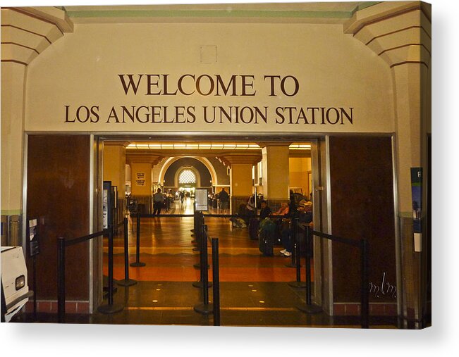 Travel Acrylic Print featuring the photograph Union Station Los Angeles by Marie Morrisroe