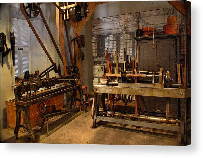 Machines Acrylic Print featuring the photograph 18th Century Machine Shop by Judi Quelland