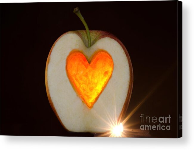 Apple Acrylic Print featuring the photograph Apple with a heart #1 by Mats Silvan
