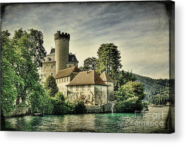 Annecy Acrylic Print featuring the photograph Chateau on the Lake at Annecy #1 by Ann Garrett