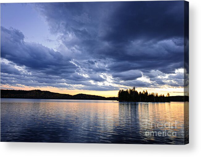Sunset Acrylic Print featuring the photograph Dramatic sunset at lake 2 by Elena Elisseeva