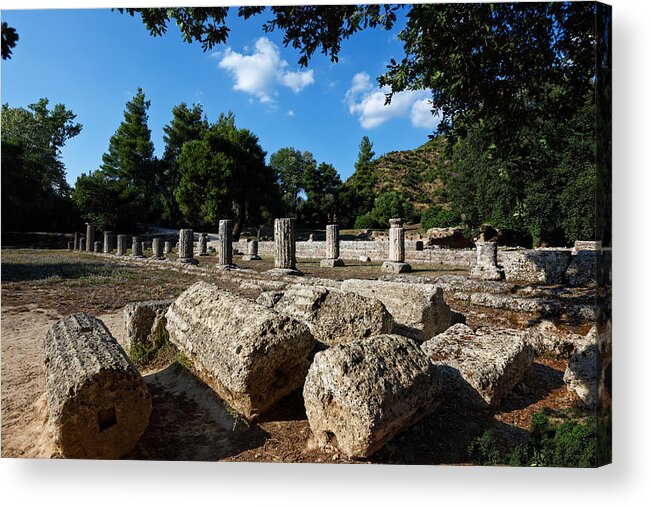 Ancient Acrylic Print featuring the photograph Gymnasion - Ancient Olympia #1 by Constantinos Iliopoulos