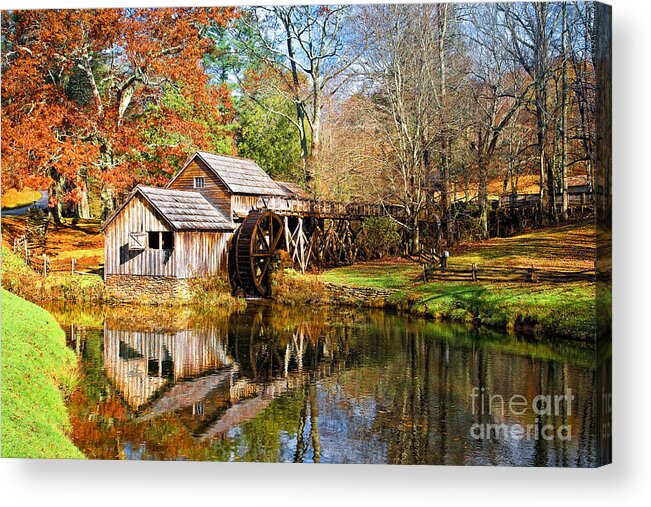 Blue Ridge Parkway Acrylic Print featuring the photograph Mabry Mill #1 by Ronald Lutz