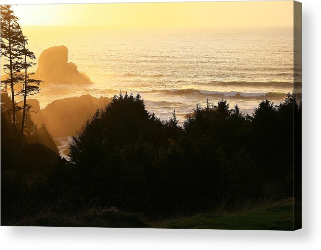 Sunset Acrylic Print featuring the photograph Sunset at Ecola Point #1 by Steven A Bash