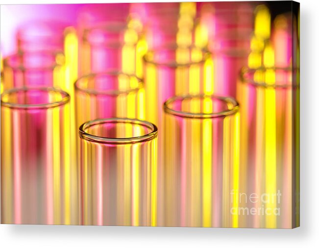 Test Acrylic Print featuring the photograph Laboratory Test Tubes in Science Research Lab by Science Research Lab By Olivier Le Queinec