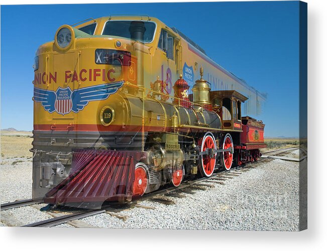 Promontory Point Acrylic Print featuring the photograph 100 years of Union Pacific Railroading by Tim Mulina