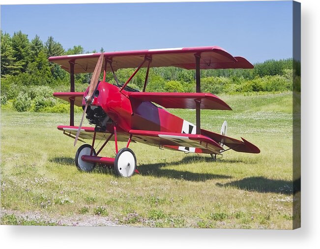 Red Barron Acrylic Print featuring the photograph 1917 Fokker Dr.1 Triplane Red Barron Canvas Photo Print Poster by Keith Webber Jr