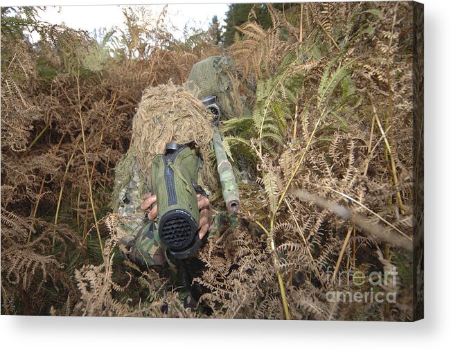 Yowie Suit Acrylic Print featuring the photograph A British Army Sniper Team Dressed #2 by Andrew Chittock