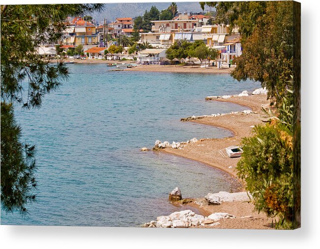 Greece Acrylic Print featuring the photograph Coastline of Greece #4 by Shirley Mitchell