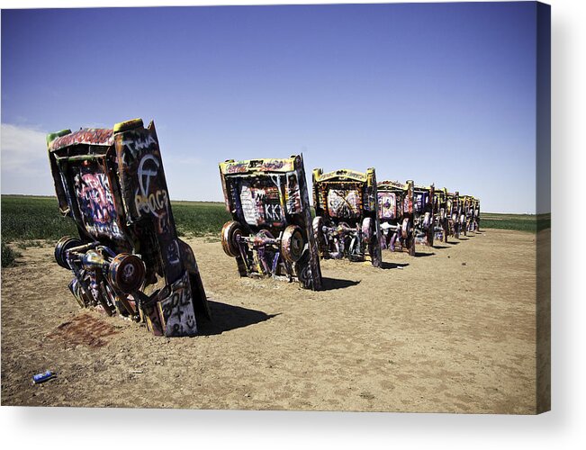 Old Rt 66 Sculpture Acrylic Print featuring the photograph Rt 66 Cadillac Ranch #2 by Paul Plaine