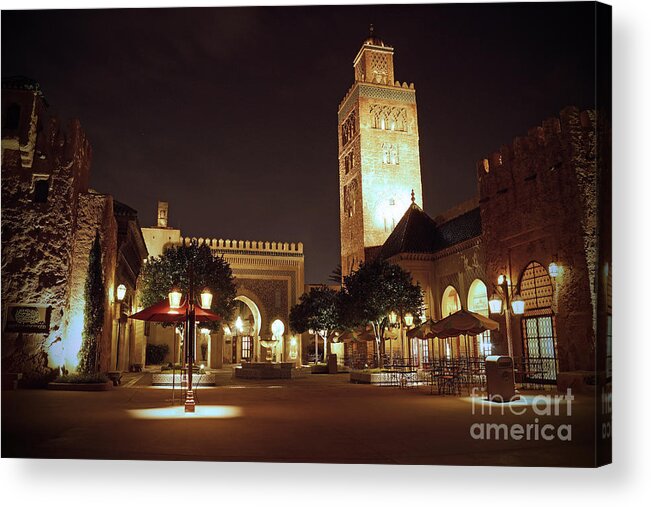 Walt Disney World Epcot World Showcase Morocco Pavillion Night Time Acrylic Print featuring the photograph World Showcase - Morocco Pavillion #2 by AK Photography