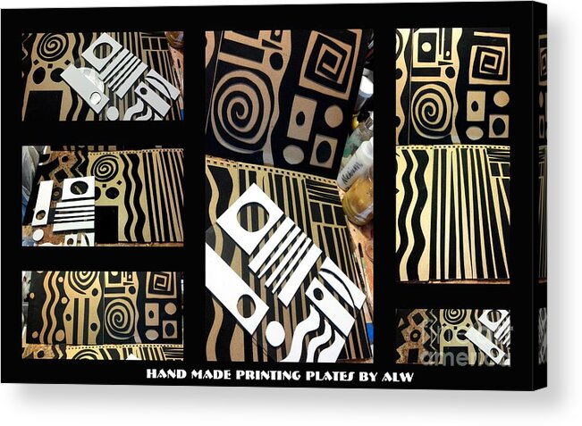 Studio Play Acrylic Print featuring the mixed media 2012 Studio Play - Handmade Printing Plates by Angela L Walker