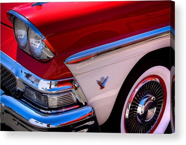 58 Acrylic Print featuring the photograph 1958 Ford Fairlane Skyliner Convertible #3 by David Patterson