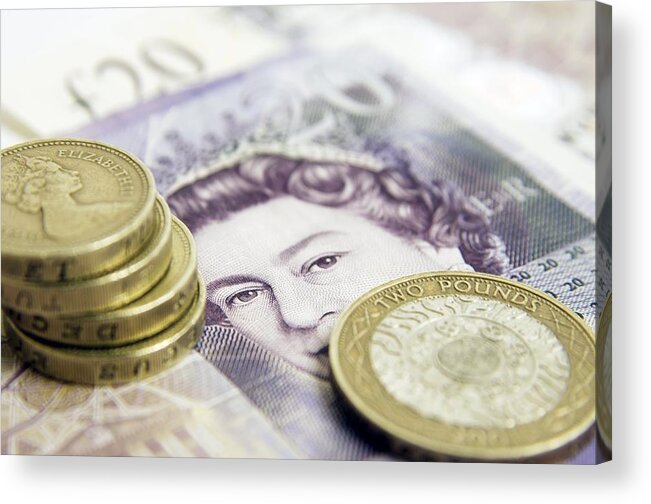 Pound Sterling Acrylic Print featuring the photograph British Currency #4 by Johnny Greig