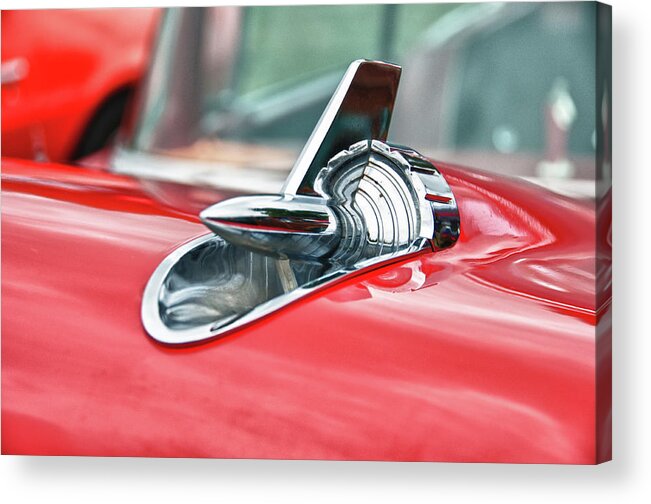 1957 Chevy Hood Ornament Acrylic Print featuring the photograph 57 Chevy Hood Ornament 8509 by Guy Whiteley