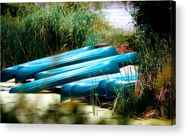 Boats Acrylic Print featuring the photograph Line Up by Jean Wolfrum