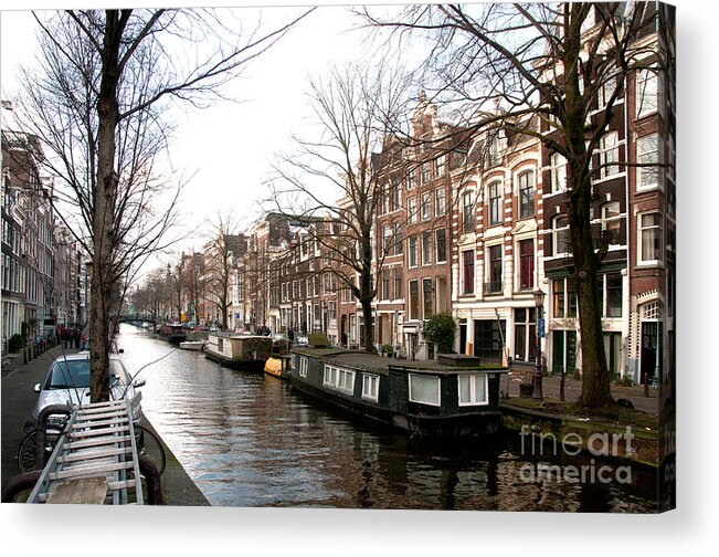 Along The River Acrylic Print featuring the digital art City Scenes from Amsterdam #6 by Carol Ailles