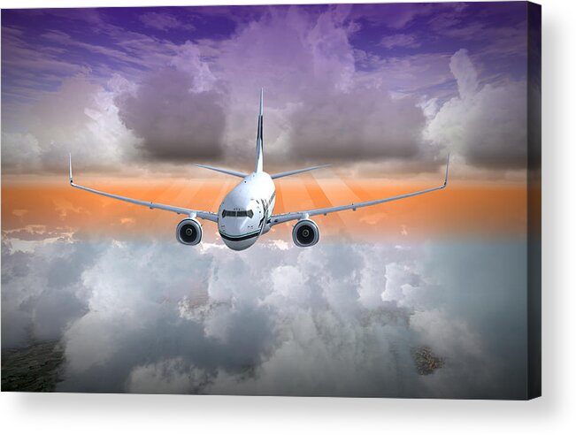 Aviation Acrylic Print featuring the digital art 737ng 3 17x11 by Mike Ray