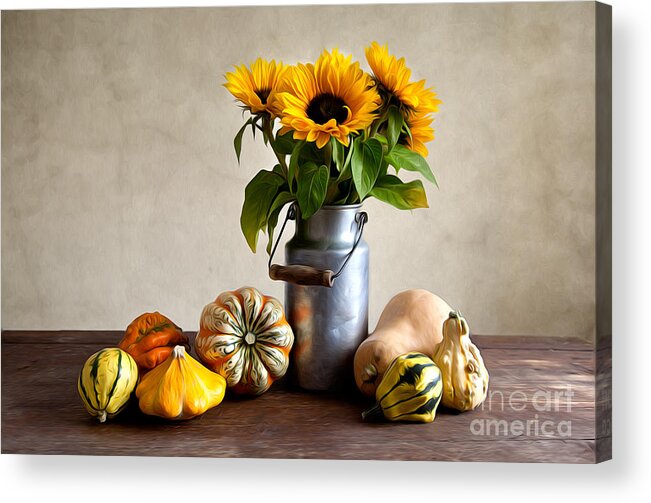 Autumn Acrylic Print featuring the painting Autumn #9 by Nailia Schwarz