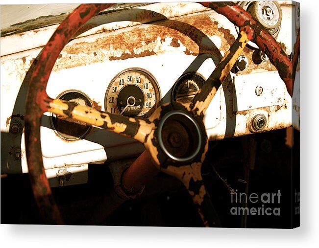 Car Acrylic Print featuring the photograph Rusted antique Chevrolet car brand ornament #9 by ELITE IMAGE photography By Chad McDermott