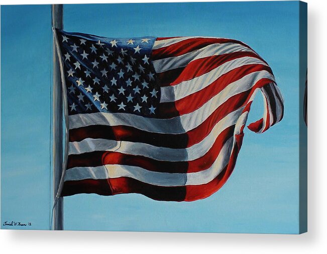 American Flag Acrylic Print featuring the painting America the Beautiful by Daniel W Green