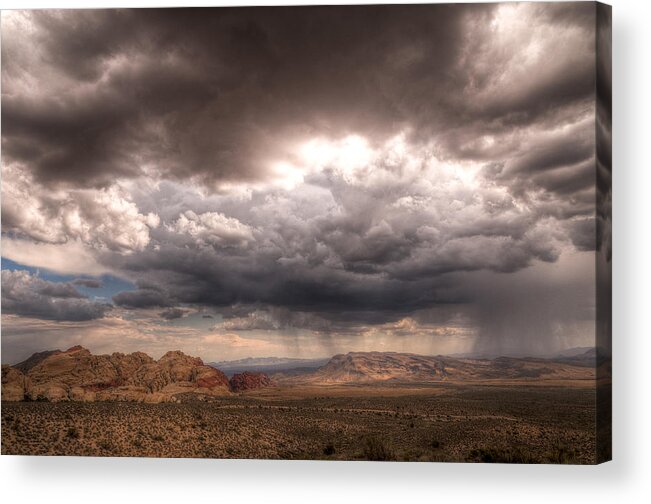 Red Rock Canyon Acrylic Print featuring the photograph Angry Sky by Daniel Milligan