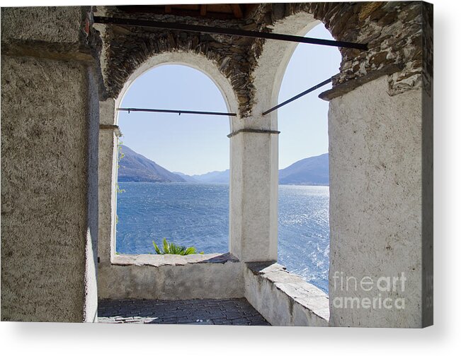 Arch Acrylic Print featuring the photograph Arch and lake by Mats Silvan