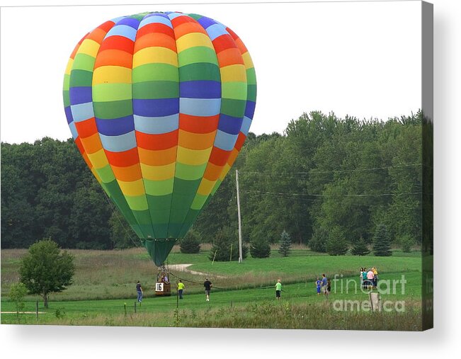 Balloons. Hot Air Balloons. Hot Air Ballooning Acrylic Print featuring the photograph Balloon Landing by Christina A Pacillo