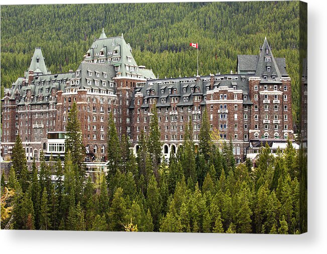 Canadian Rockies Acrylic Print featuring the photograph Banff Hotel 1684 by Larry Roberson
