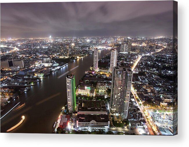 Asia Acrylic Print featuring the photograph Bangkok city at twilight by Anek Suwannaphoom