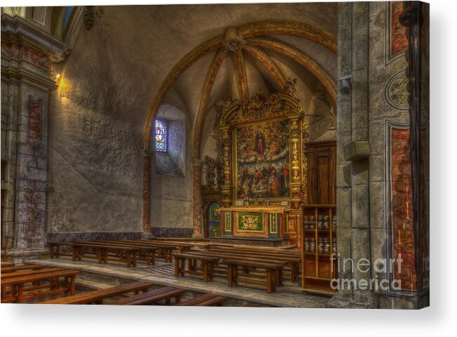 Clare Bambers Acrylic Print featuring the photograph Baroque Church in Savoire France 3 by Clare Bambers