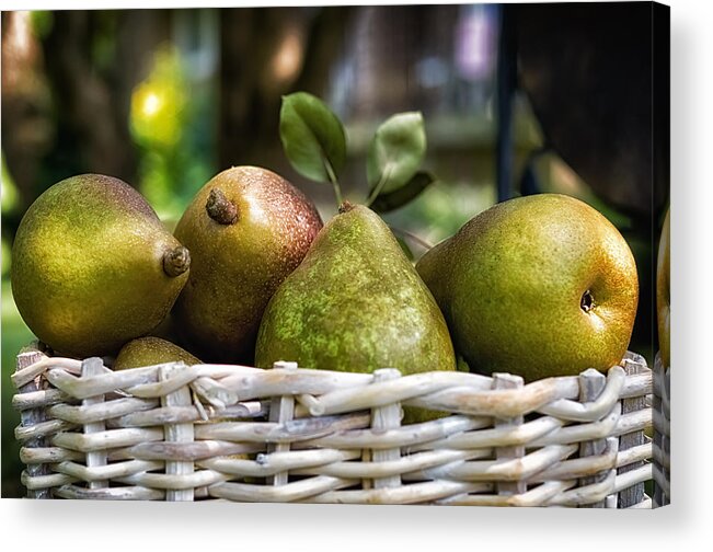 K-30 Acrylic Print featuring the photograph Basket of Pears by Lori Coleman