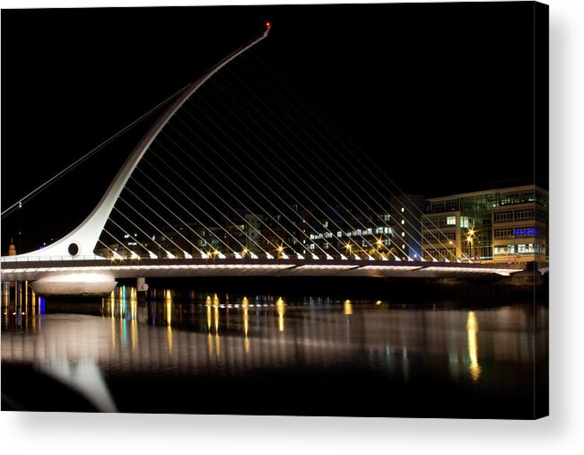 Samuel Beckett Acrylic Print featuring the photograph Beckett on the Liffey by Celine Pollard