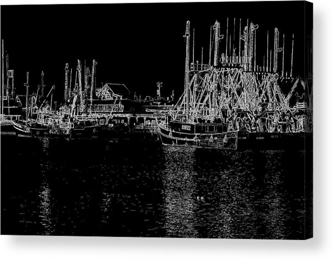 Cape May New Jersey Acrylic Print featuring the photograph Black and White Fishing Boats by Tom Singleton