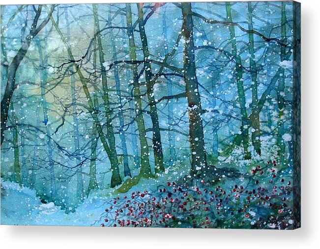 Blizzard Acrylic Print featuring the painting Blizzard in Broxa Forest by Glenn Marshall