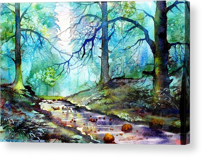 Watercolour Acrylic Print featuring the painting Blue Beck by Glenn Marshall