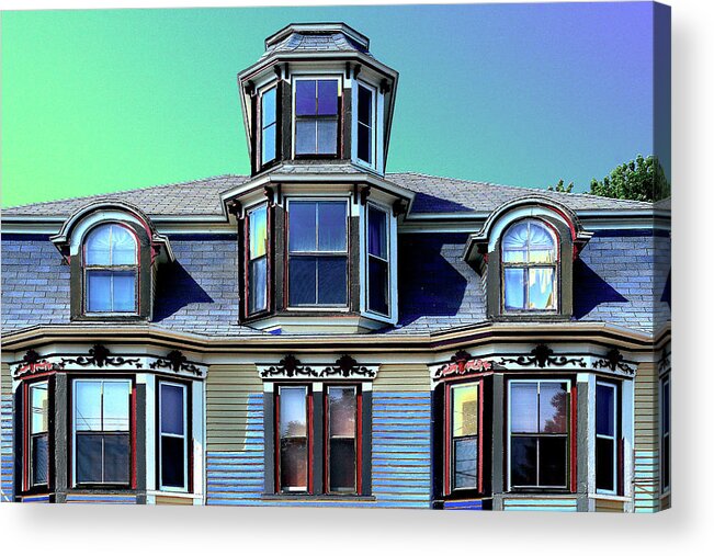 Wood Building Acrylic Print featuring the photograph Blue On Blue by Burney Lieberman