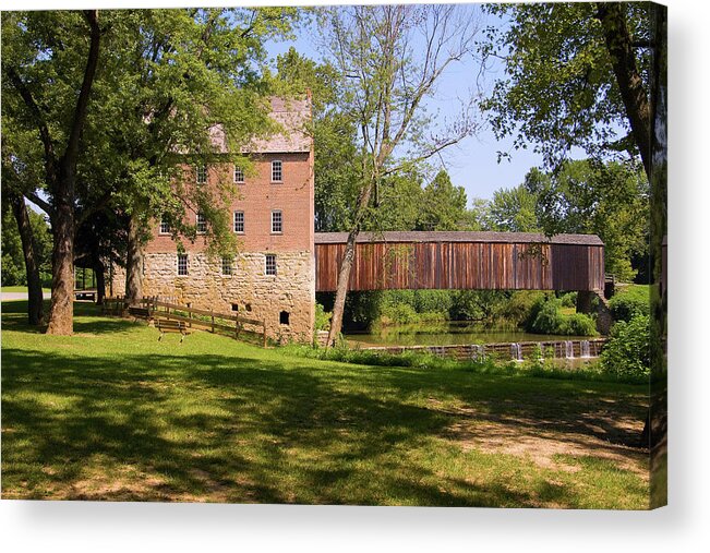 Bollinger Acrylic Print featuring the photograph Bollinger Mill and Cover Bridge by Steve Stuller