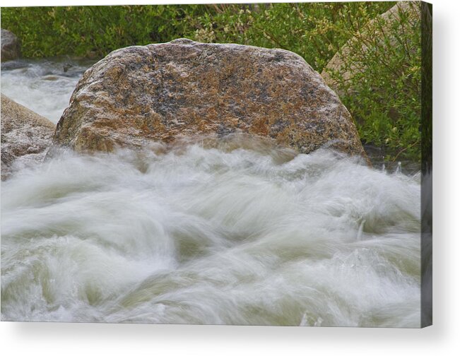 Nature Stream Water Rock Boulder Rocky Mountain National Park Rmnp Colorado Acrylic Print featuring the photograph Boulder in the Stream - 1545 by Jerry Owens
