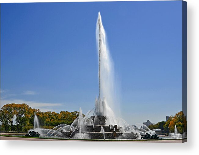 Clarence Acrylic Print featuring the photograph Buckingham Fountain - Chicago's Iconic landmark by Alexandra Till